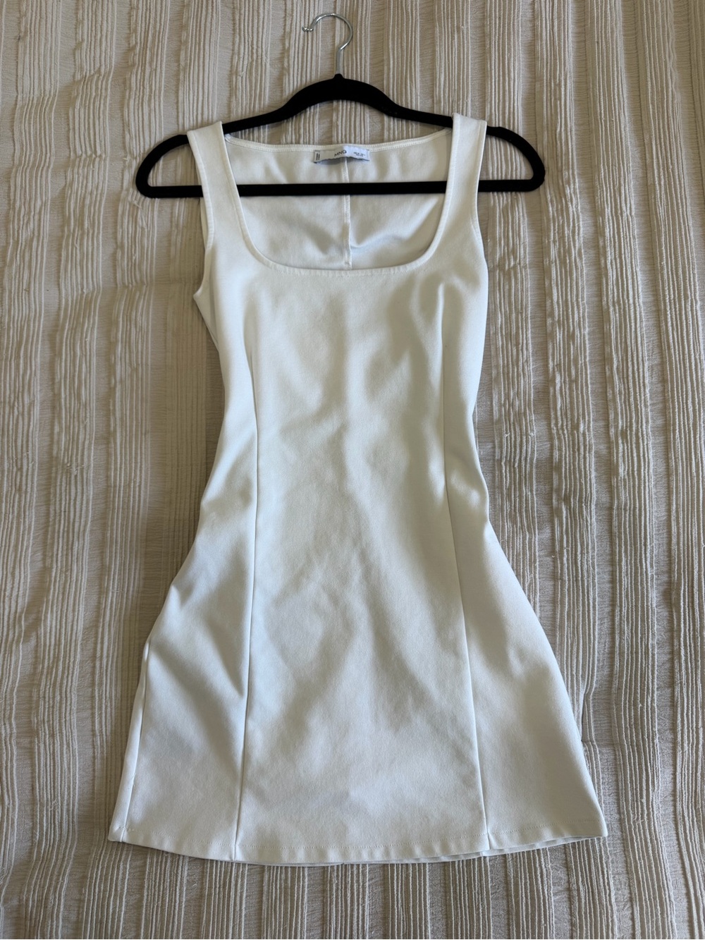 Mango White Square-Neck Mini Dress